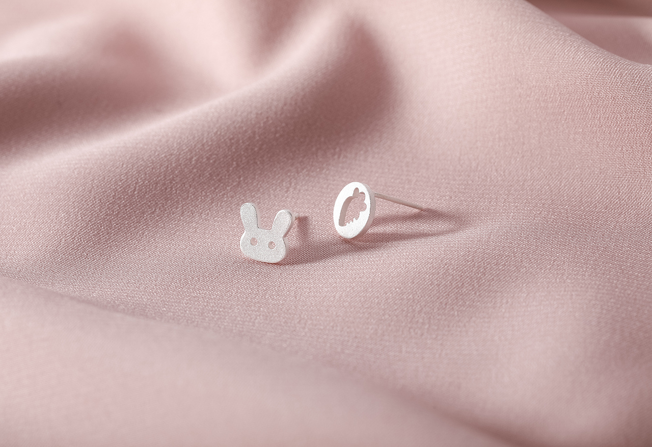 银饰品耳钉耳环首饰拍摄/电商静物产品拍照/小清新饰品