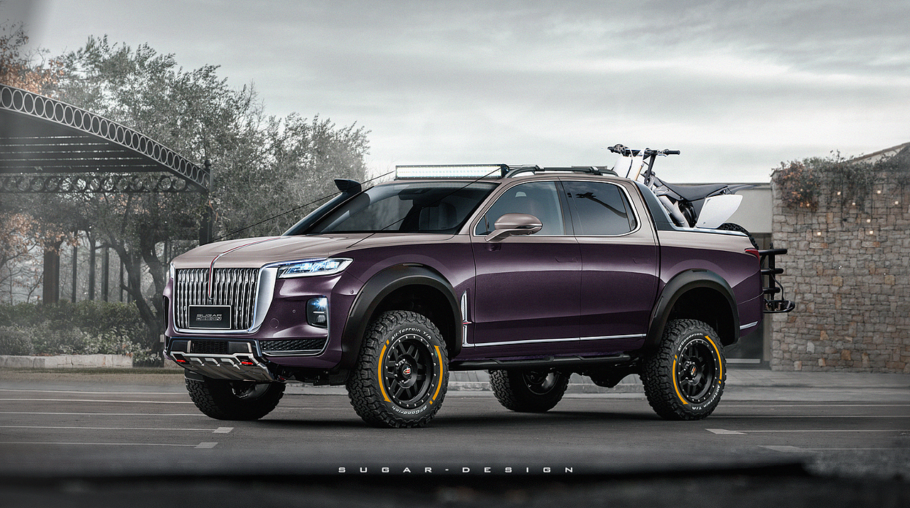 红旗H9的越野皮卡,想法还是挺骚的。不过不太符合红旗的调性,红旗怎么可以和这种资本主义玩乐型车型搭边呢?还是多做一做工具车吧!