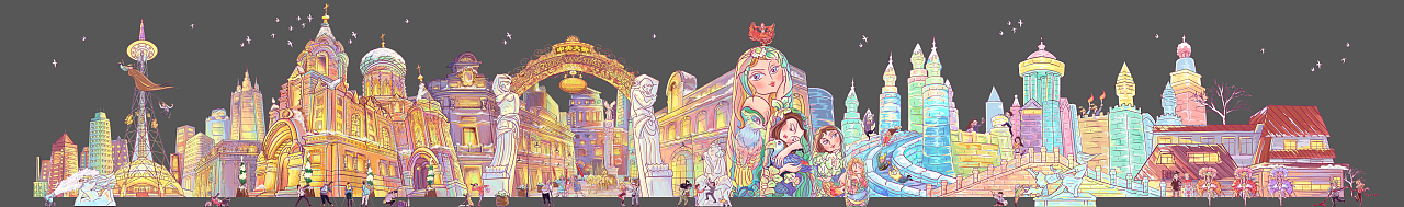 城市－景点－插画（图ZNTYwODY1MDQ=） - 商业插画 - 站酷设计师douzimiao原创素材 - 站酷ZCOOL
