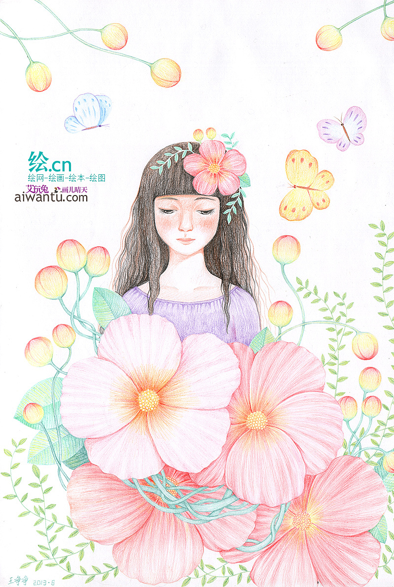 画儿晴天彩铅绘画唯美作品