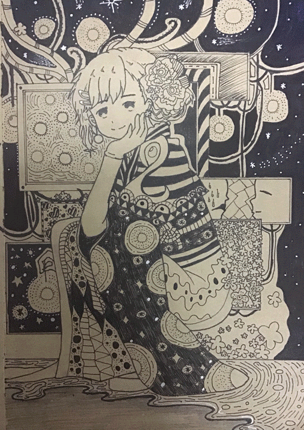 创作过程一个多星期将近两个星期,从夜晚画到早上也是没谁了。