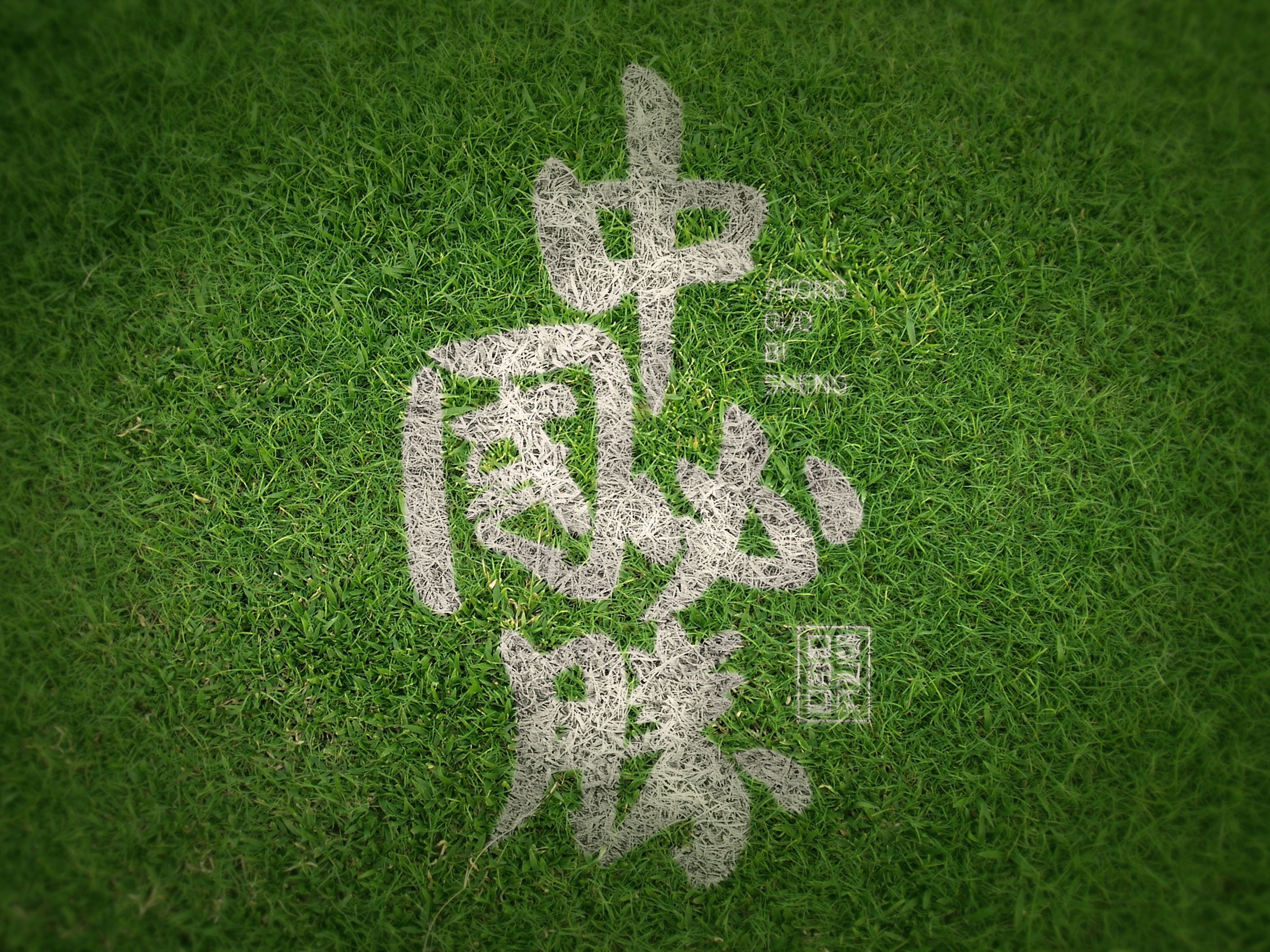 中国必胜李兴杰毛笔手写书法字体