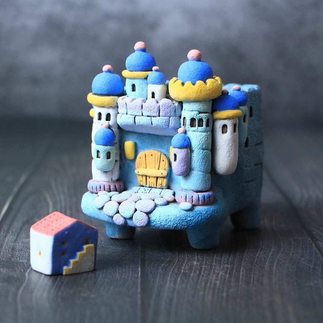 梦幻城堡系列多肉花器|手工艺|工艺品设计|晓涵手工陶器_原创作品