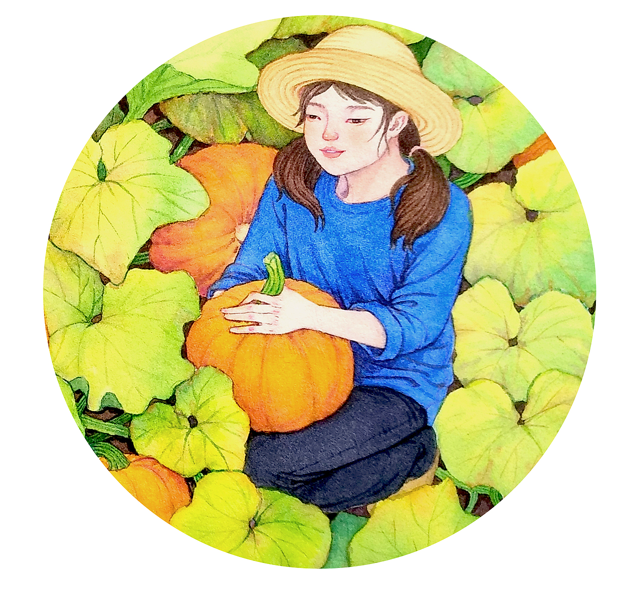 摘南瓜（图ZMjM2NzkzNDg0） - 商业插画 - 站酷设计师茹果RG原创素材 - 站酷ZCOOL