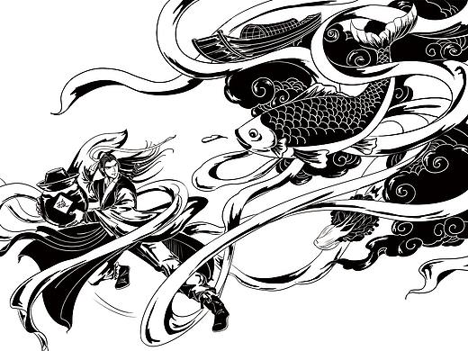 江子牙卡通IP-酸菜鱼店插画