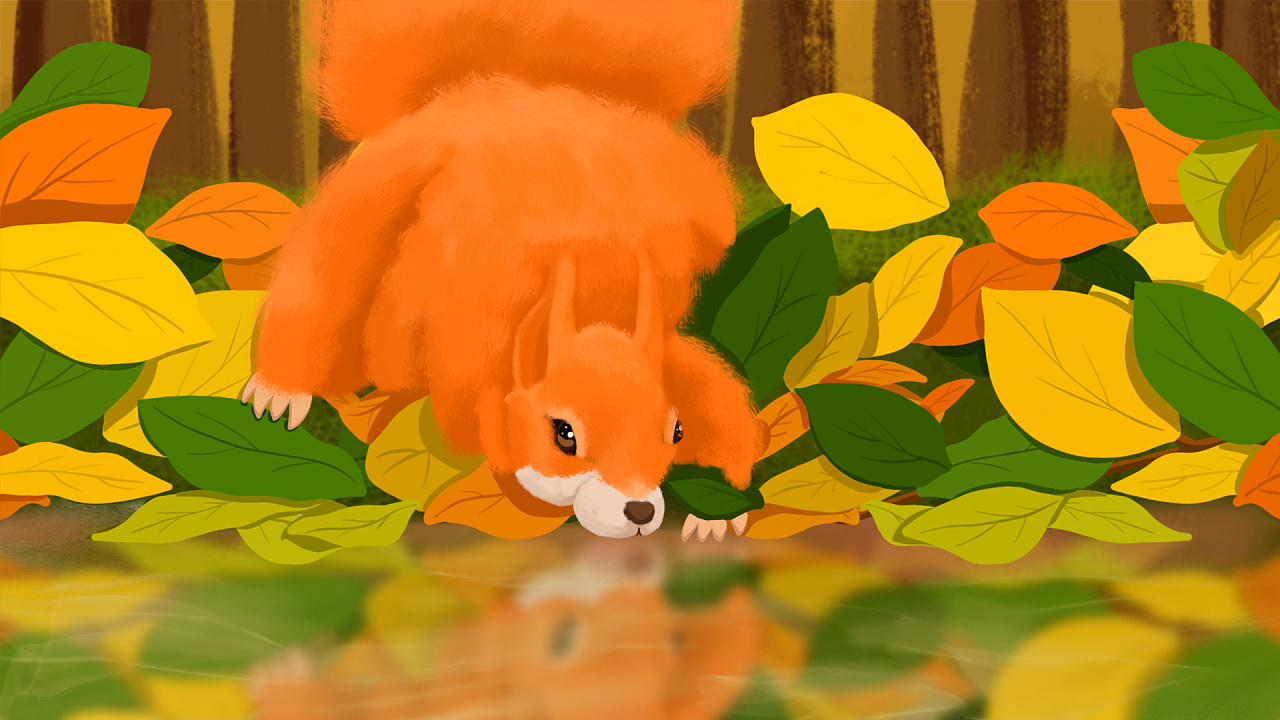 二十四节气系列动物场景原创手绘插画