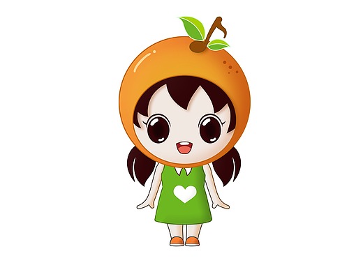 吉祥物-橙子女孩②平面-ip形象340012年前紫裙子的橙子女孩动漫-单幅