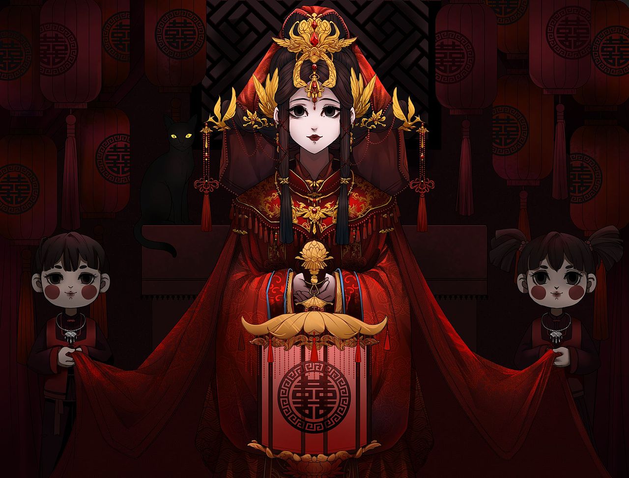 鬼女出嫁（图ZMzI3MTgwMDQ0） - 商业插画 - 站酷设计师超黑猫警长原创素材 - 站酷ZCOOL