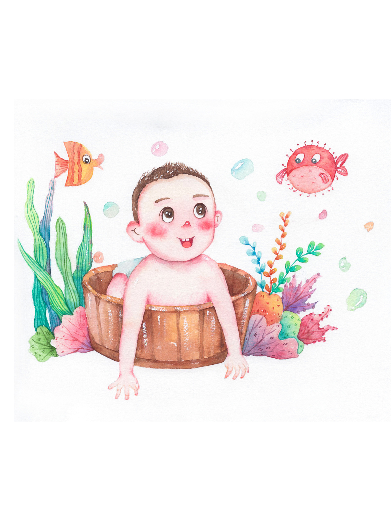 水彩小朋友合集‖水彩手绘