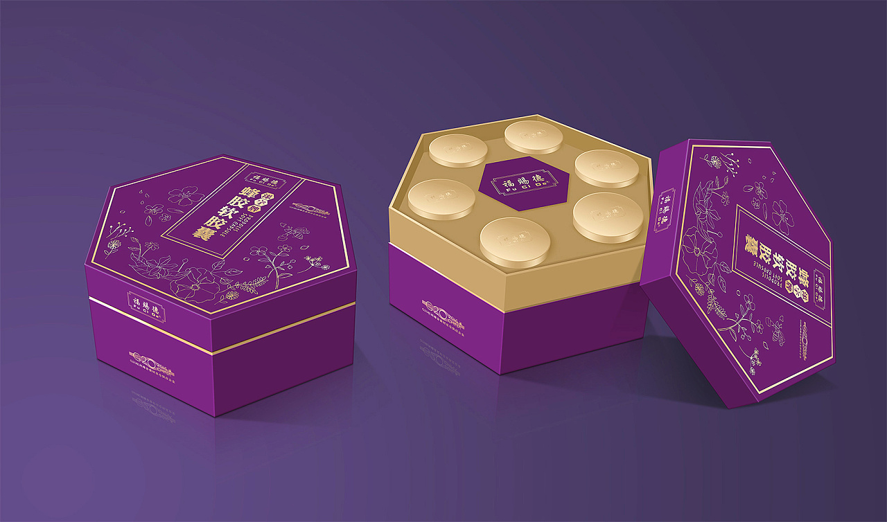 蜂胶素有"紫色黄金"之称,于是有了这个包装思路