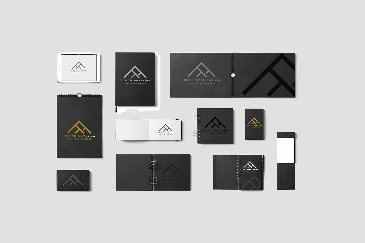 在配色上,虽然主打奢侈品牌和产品,但我依然选取了充满活力橙色作为标准色,因为有面对厂家和品牌商的一面,所以作为面对消费者客户,我选择了黑金二色作为主导色,渲染整个品牌联盟的高端定位