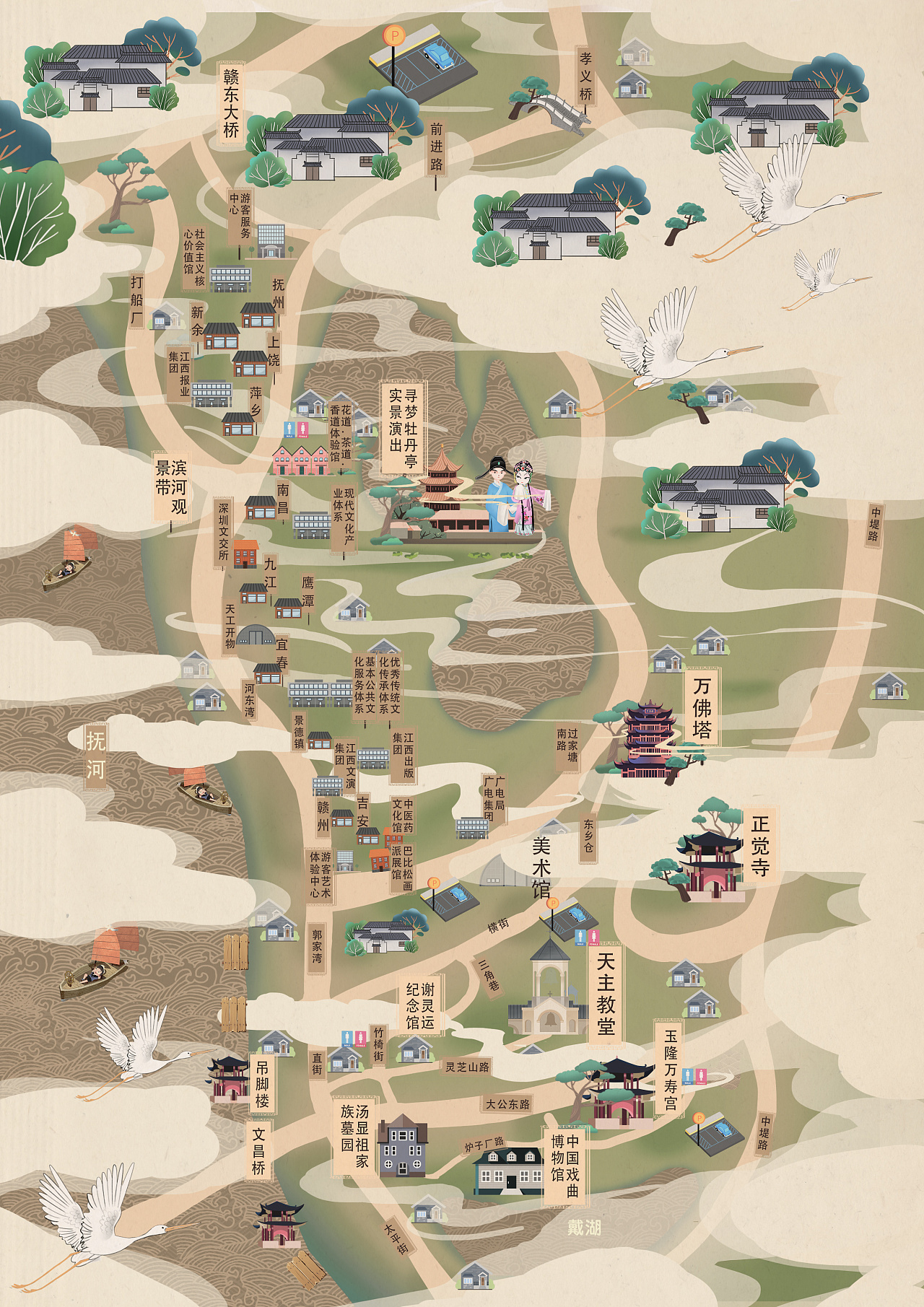 2020江西文化发展巡礼展馆手绘地图