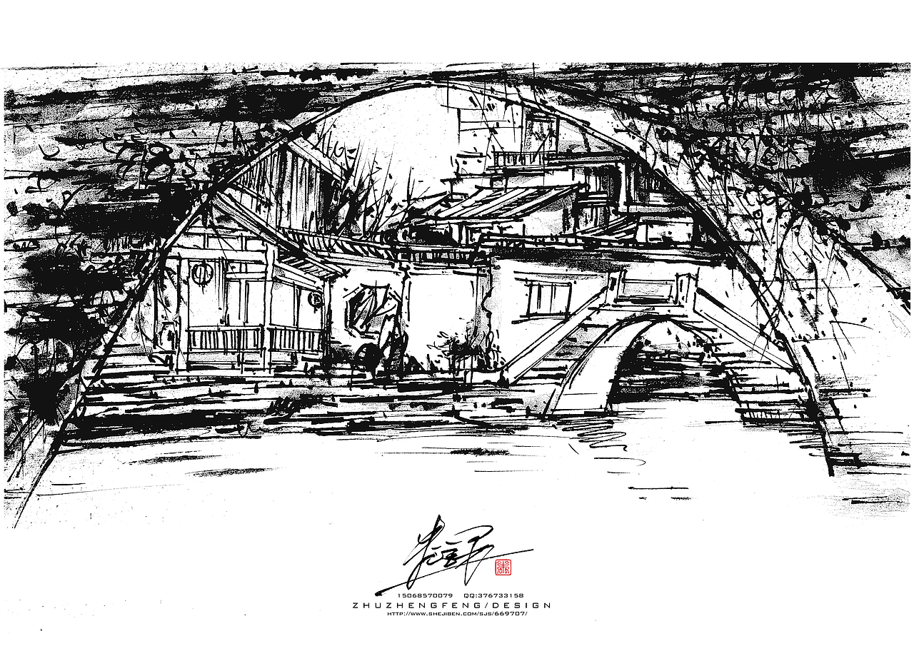 绍兴安昌古镇手绘作品