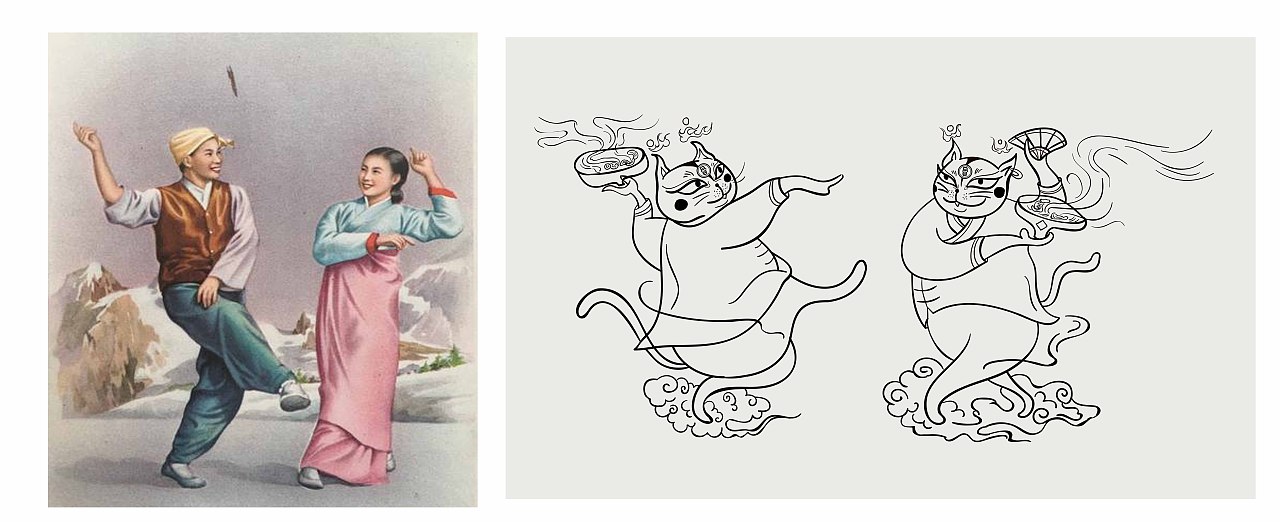 前期在风格的设定上，参考店面装修风格-新中式风格，客户又喜欢带点现代朋克的赶脚，毕竟冒菜的消费群大多以年轻人为主，且有一半的业务都来自手机端线上外卖，所以考虑到外卖的包装盒风格，也采用新中式的风格。