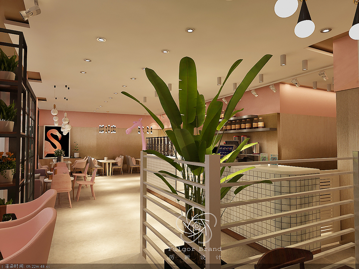 时尚粉色系的轻奢小资奶茶品牌店铺空间设计（图ZMTYxNTEzMTk2） - 家装设计 - 站酷设计师历新设计原创素材 - 站酷ZCOOL
