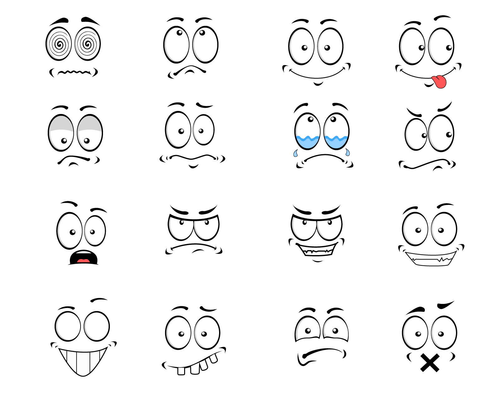 简单和彩色的手绘表情表情脸图标集插画图片素材_ID:412911255-Veer图库