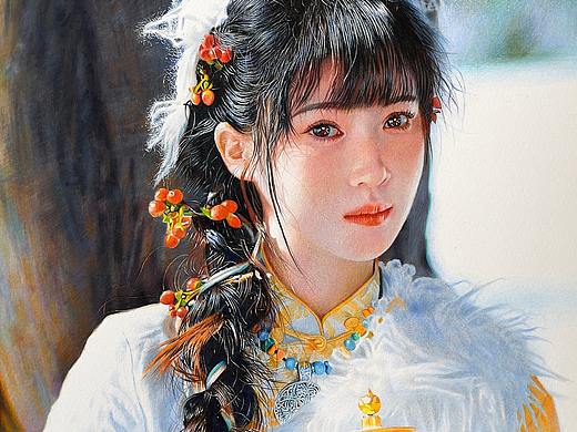 彩铅作品-藏族女孩