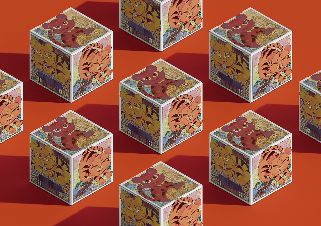 《五虎临门》----生肖虎IP形象插画创作（图ZMjg2NzIwMjcy） - IP形象 - 站酷设计师不尚原创素材 - 站酷ZCOOL
