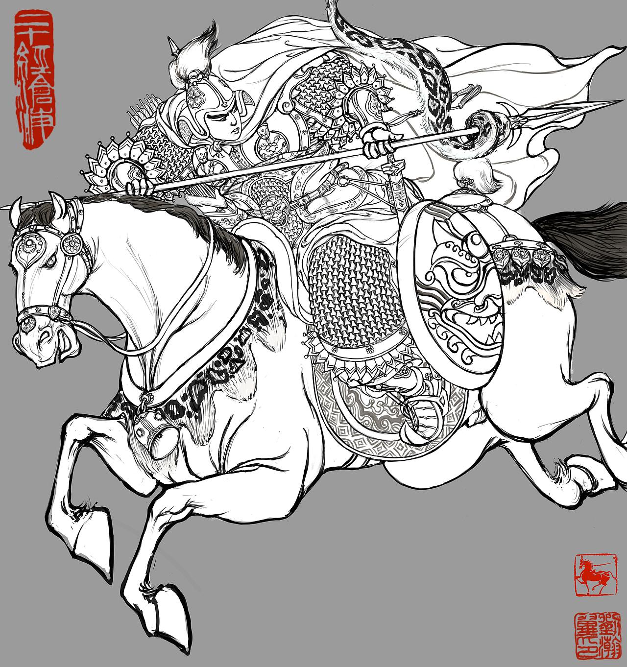 罗通扫北（图ZMjY0ODk5MTg4） - 艺术插画 - 站酷设计师中国传统武将绘本原创素材 - 站酷ZCOOL