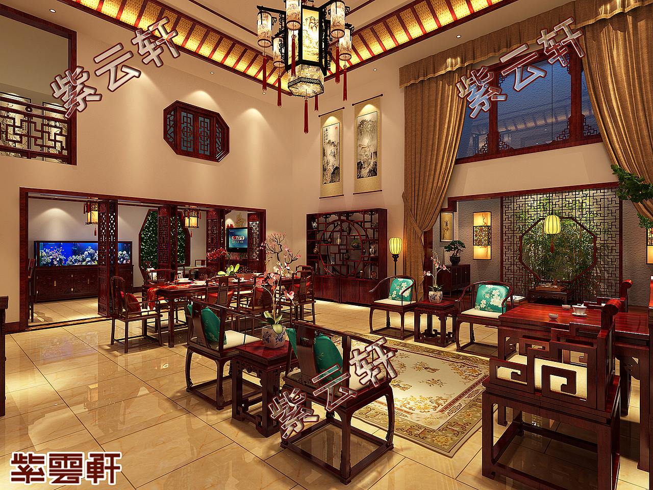 紫云轩中式风格装修效果图 客厅（图ZMjk2MjIwNDQw） - 家装设计 - 站酷设计师紫云轩中式原创素材 - 站酷ZCOOL