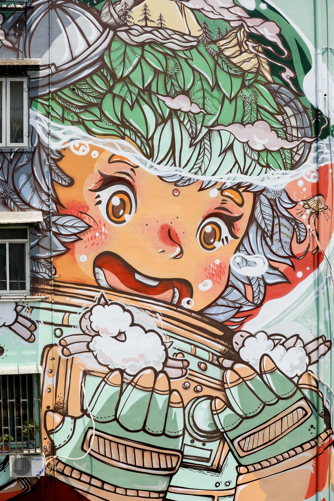 大墙涂鸦《小小宇航员》|纯艺术|绘画|ting_米小央 - 原创作品 - 站酷