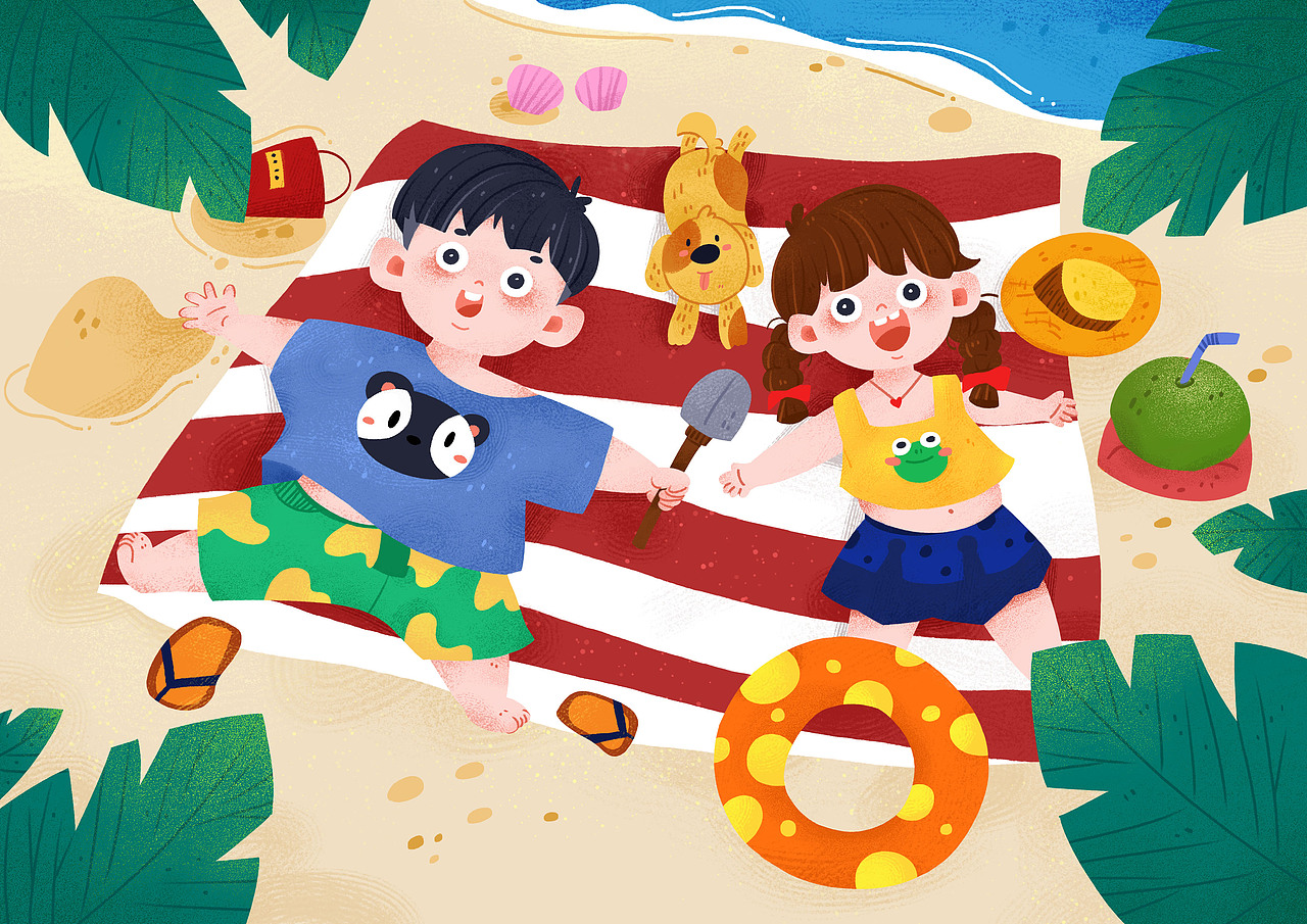 儿童插画 一起去海边吹海风（图ZMjQ5MzcyNzk2） - 儿童插画 - 站酷设计师章小余原创素材 - 站酷ZCOOL