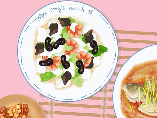 孕晚期饮食-美食插画