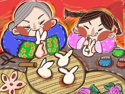闻喜花馍民俗系列插画