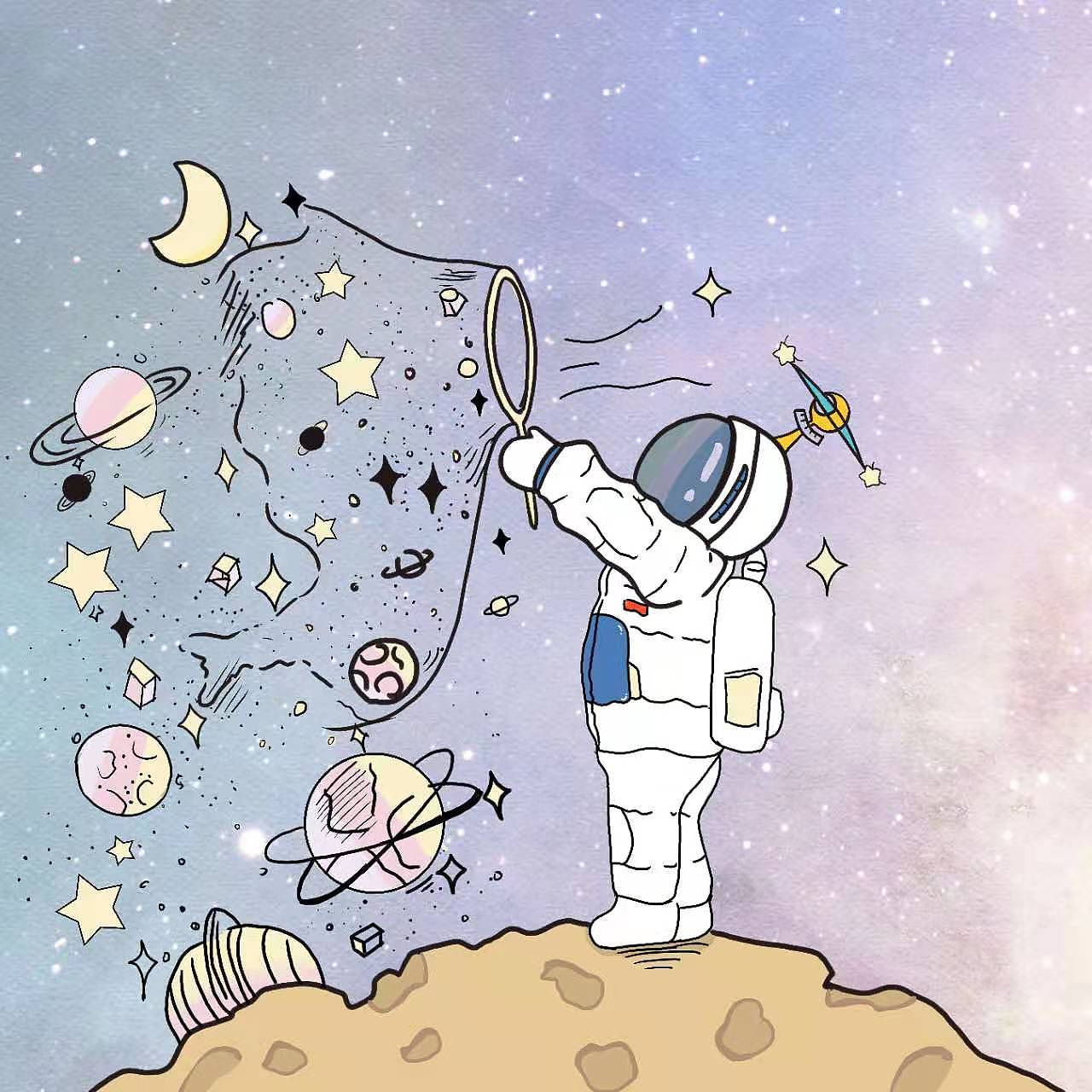 宇航员（图ZMjkwNzk2NzA4） - 商业插画 - 站酷设计师哆啦A梦的小糖块原创素材 - 站酷ZCOOL