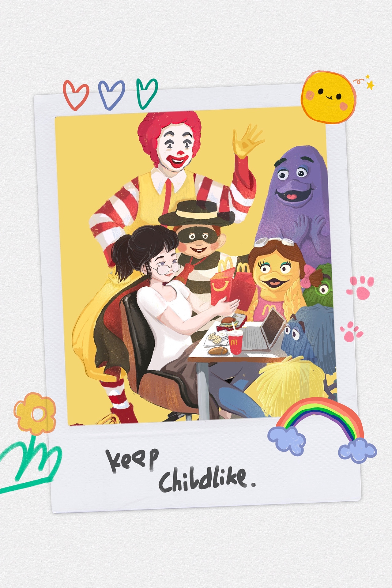 六一儿童节插画～长大了也想过儿童节快乐一下