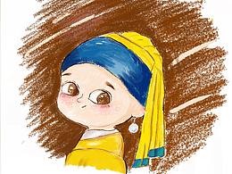 插畫練習 帶珍珠耳環(huán)的少女