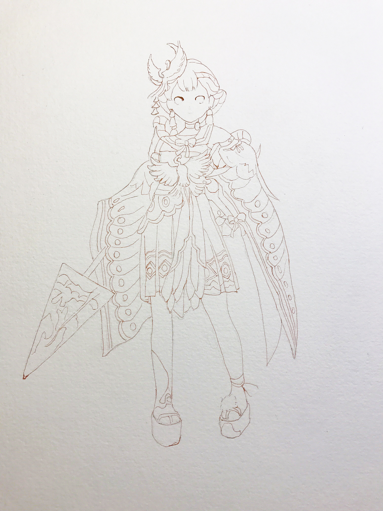 水彩手绘--阴阳师神乐