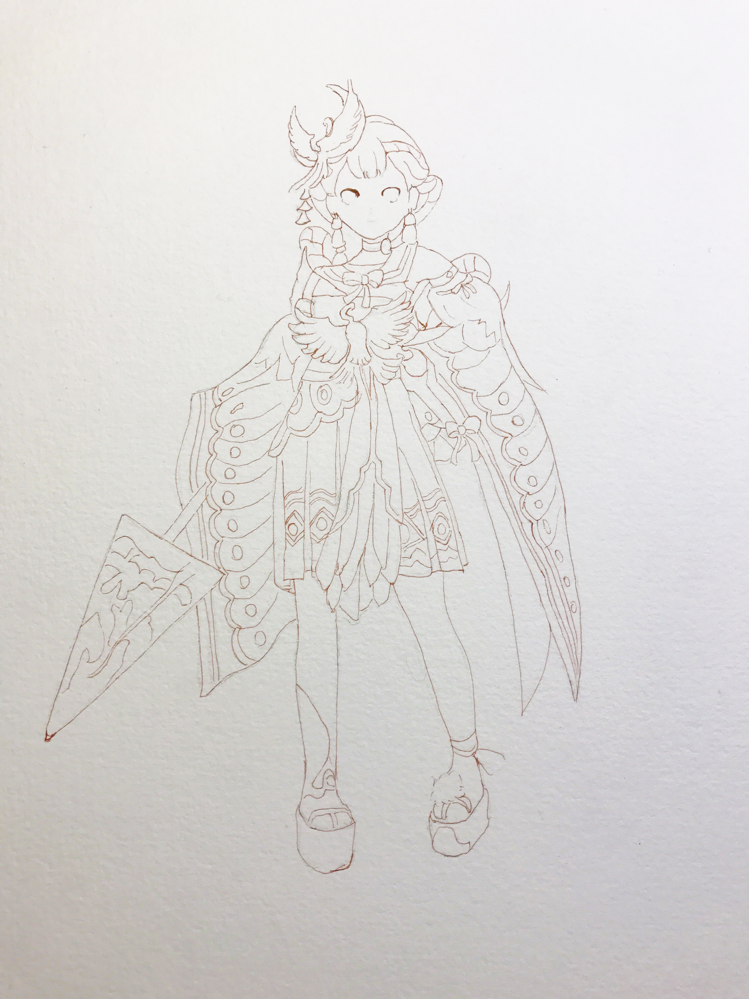 水彩手绘--阴阳师神乐