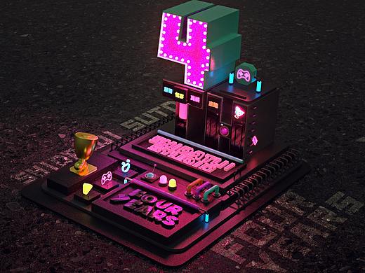 4周年-C4D（个人主页-ZNDAwNjcyMjg=） - 场景 - 站酷设计师弋弋弋弋弋弋原创素材 - 站酷ZCOOL