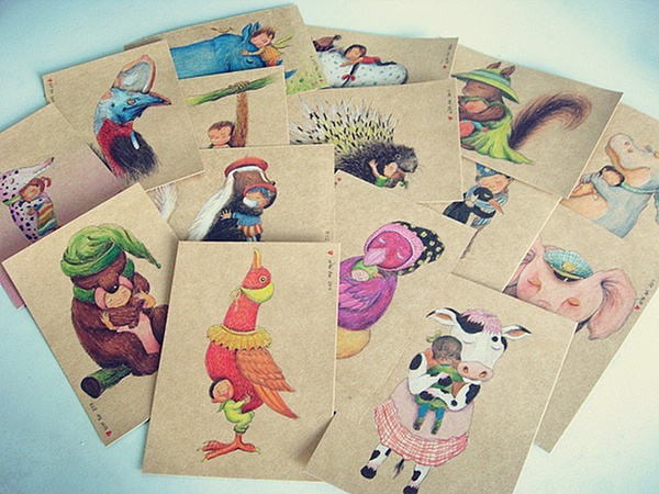 纯手绘明信片/新年祝福/圣诞贺卡/雪