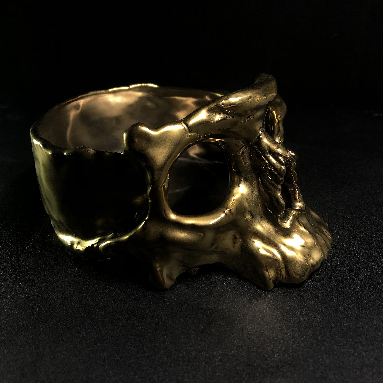 【SKULL】骷髅 暗黑系1300°电镀金属色陶瓷烟灰缸摆件