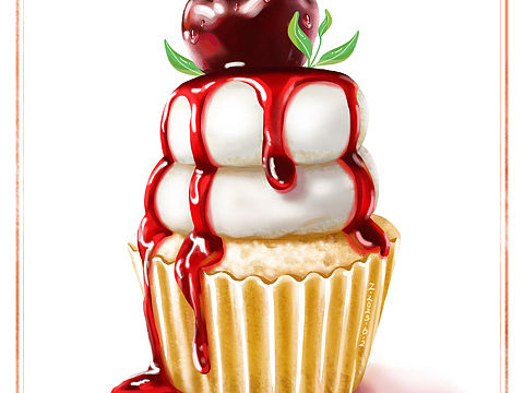 蛋糕类手绘插画