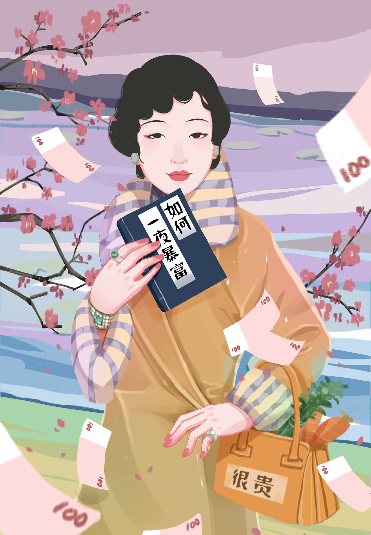 霁月-月份牌（图ZMjI0ODE0ODM2） - 商业插画 - 站酷设计师Yolly7原创素材 - 站酷ZCOOL
