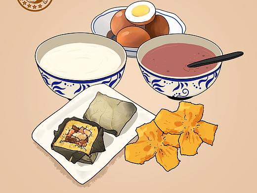 《然厚豆浆》插画手绘漫画菜品图