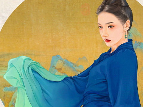 给农行画的一组青绿人物图解禁了