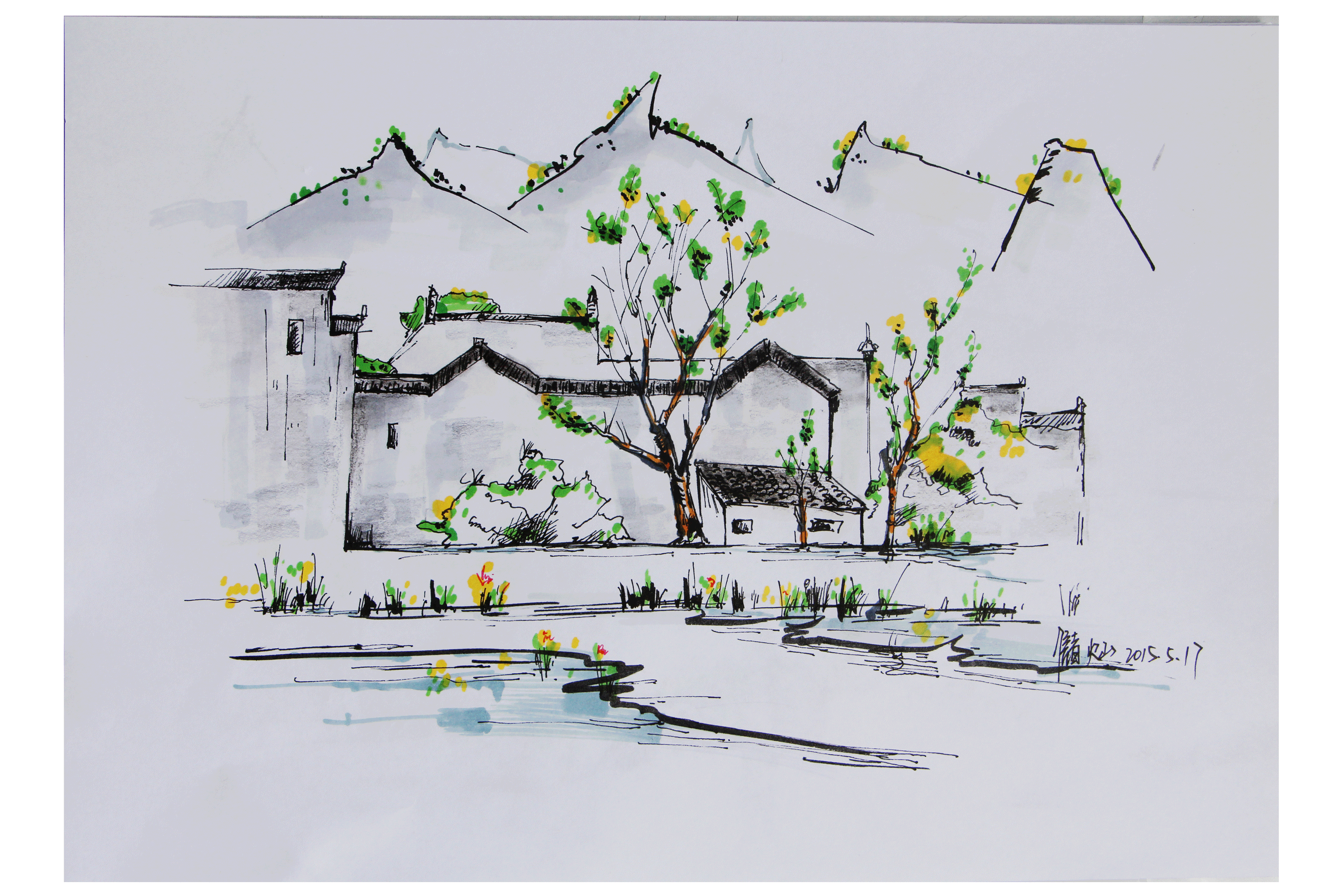 风景速写 山水画（图ZMjg5NzY2Mjg=） - 绘画 - 站酷设计师小火山爱设计原创素材 - 站酷ZCOOL