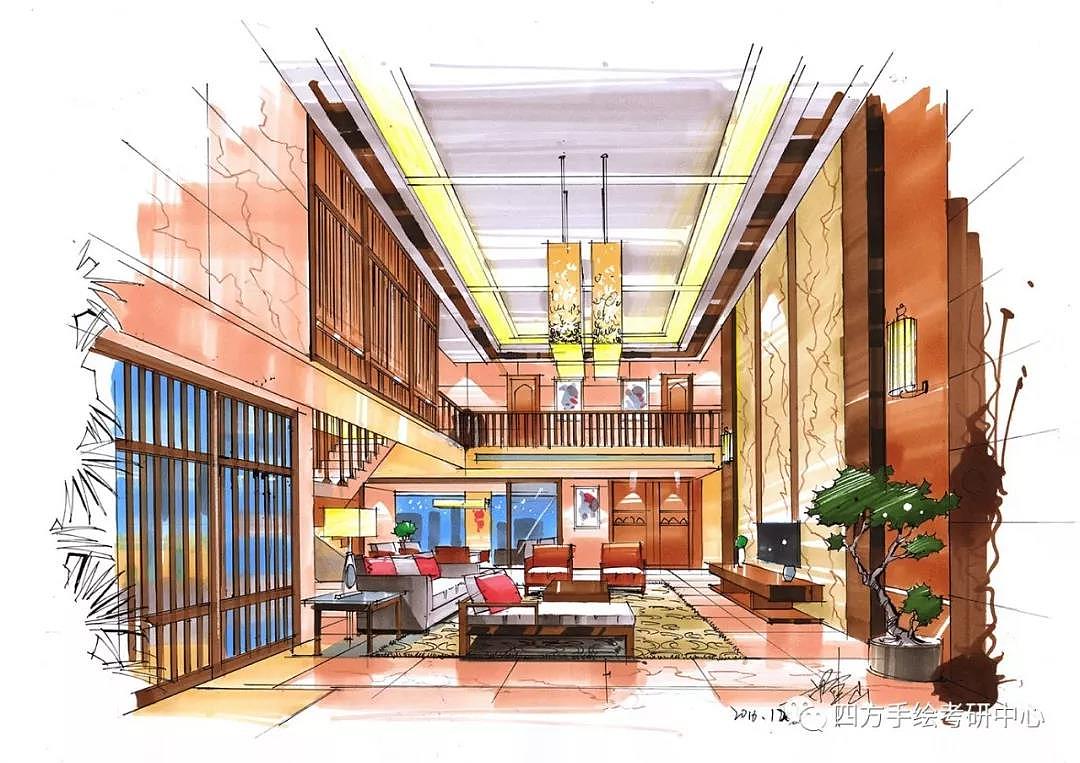 四方手绘室内设计手绘作品