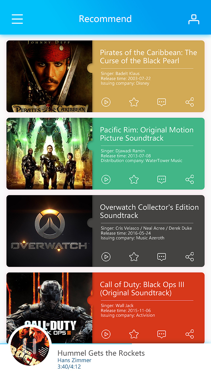 音乐推荐页UI（图ZNjgyMjY4NzI=） - APP界面 - 站酷设计师VIOLETSANG原创素材 - 站酷ZCOOL