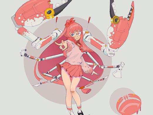 螃蟹少女（个人主页-ZMjk2MzUwMTI=） - 游戏原画 - 站酷设计师wadmmm原创素材 - 站酷ZCOOL