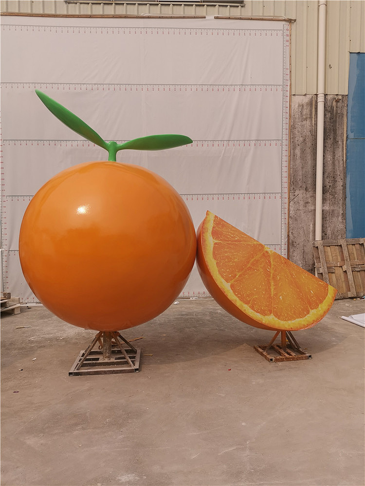 让人赏心悦目的景观摆件玻璃钢仿真橙子、香橙雕塑定制