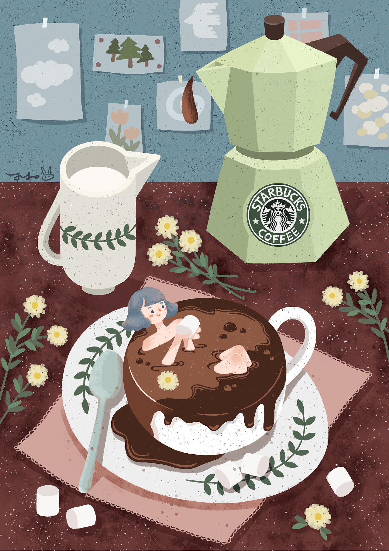 下午茶时光 手绘插画