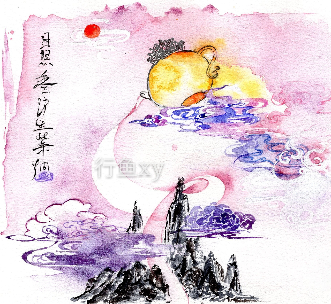 诗画练习 将文字描绘成画面 训练自己的想象和构图能力（图ZOTI5OTE5MzI=） - 商业插画 - 站酷设计师行鱼xy原创素材 - 站酷ZCOOL