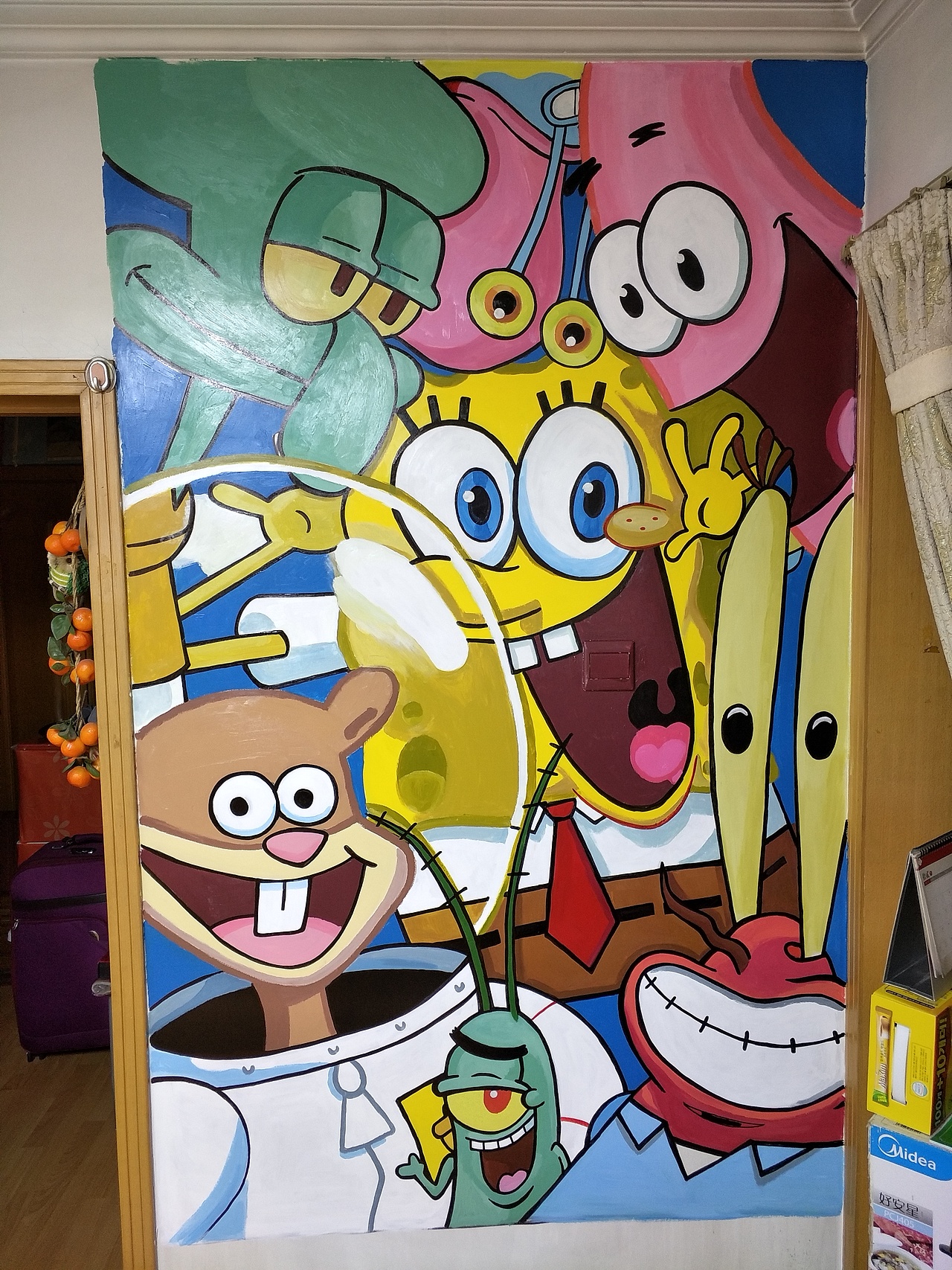 spongebob 墙体手绘
