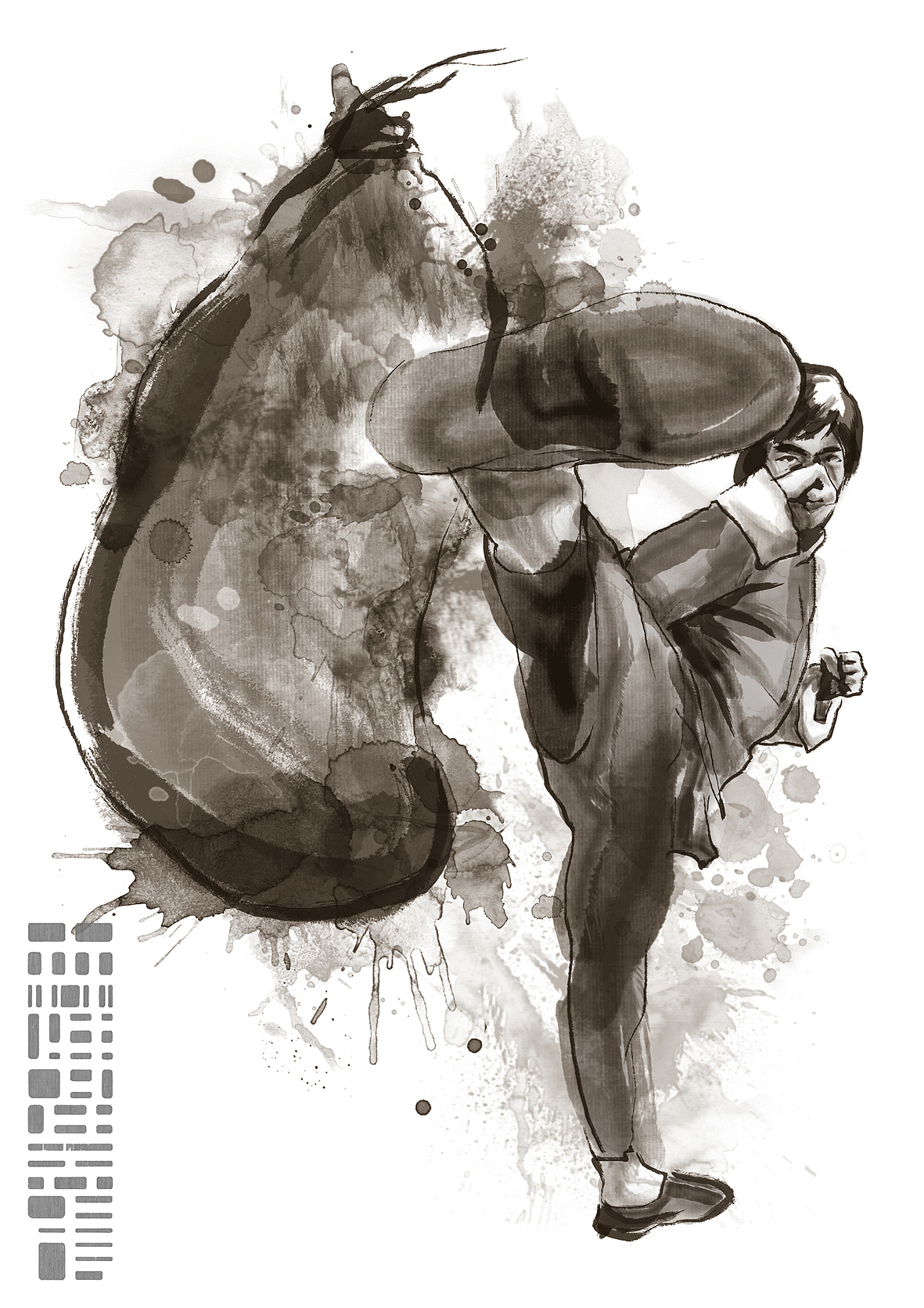 《踢爆重击袋》 br> br>在一次练习当中 br>李小龙的侧踢 br>踢爆了一