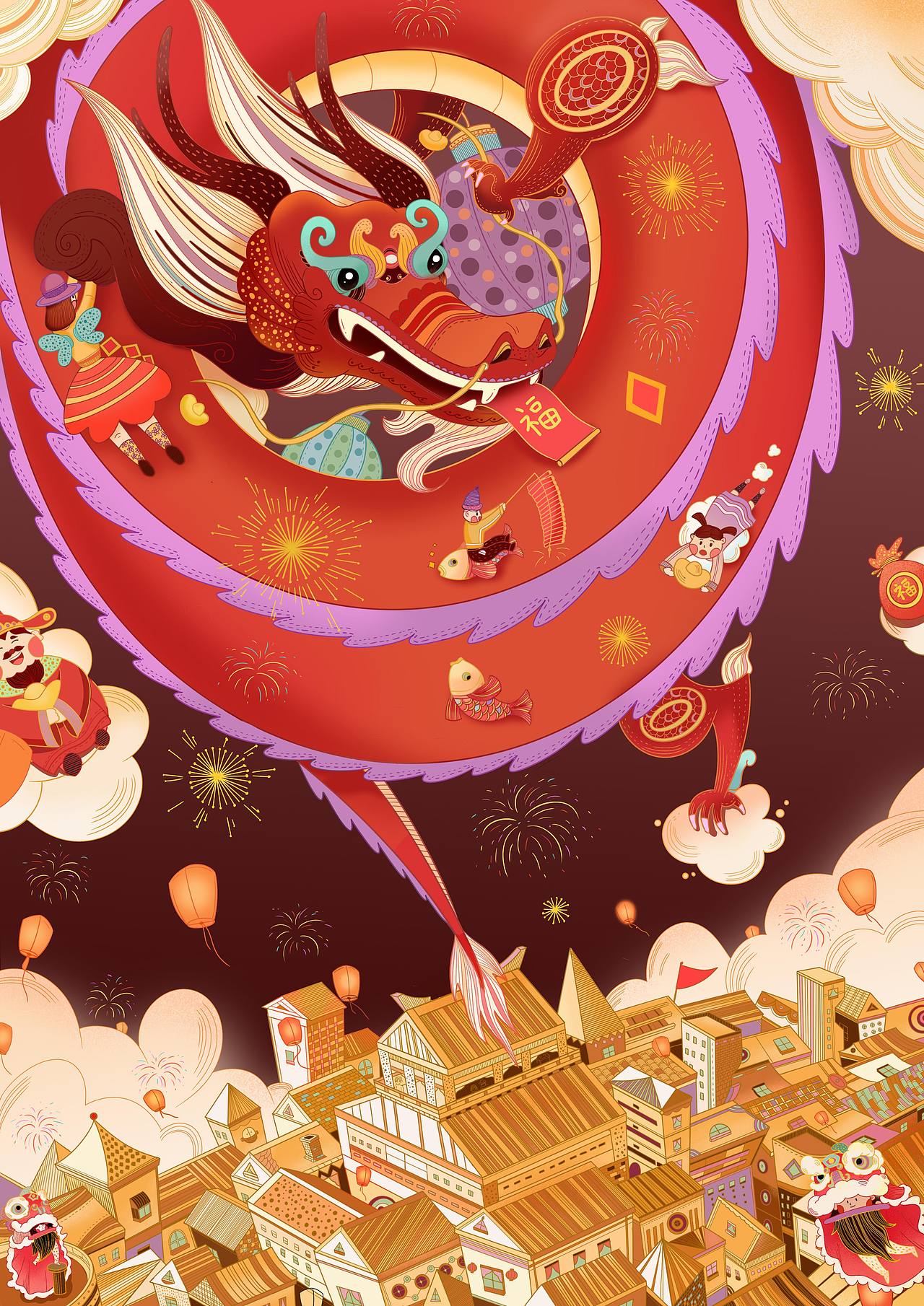 龙年插画设计（图ZMzYxMjk2ODc2） - 商业插画 - 站酷设计师睦纳住了原创素材 - 站酷ZCOOL